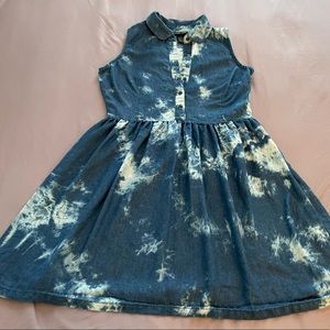 Cotton Express tie dye chambray 100% cotton blue buttoned mini dress, size S